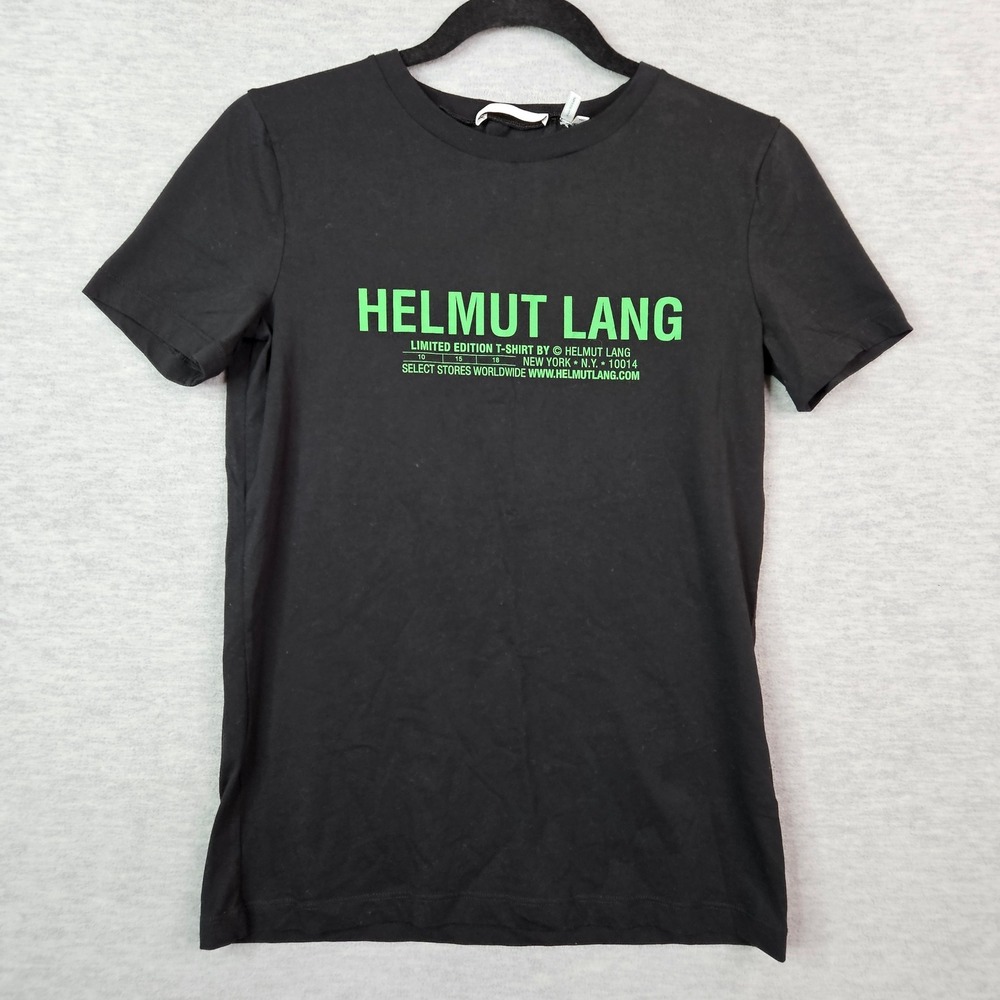 Helmut Lang Limited Edition Logo T-Shirt Black Neon Green Women's Size XS
